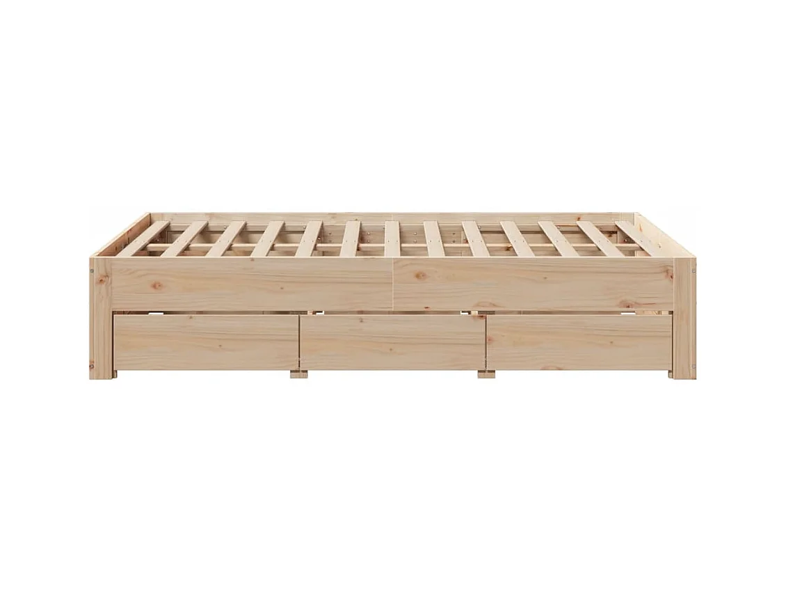 Cadre de lit sans matelas avec tiroirs 120x200 cm bois pin