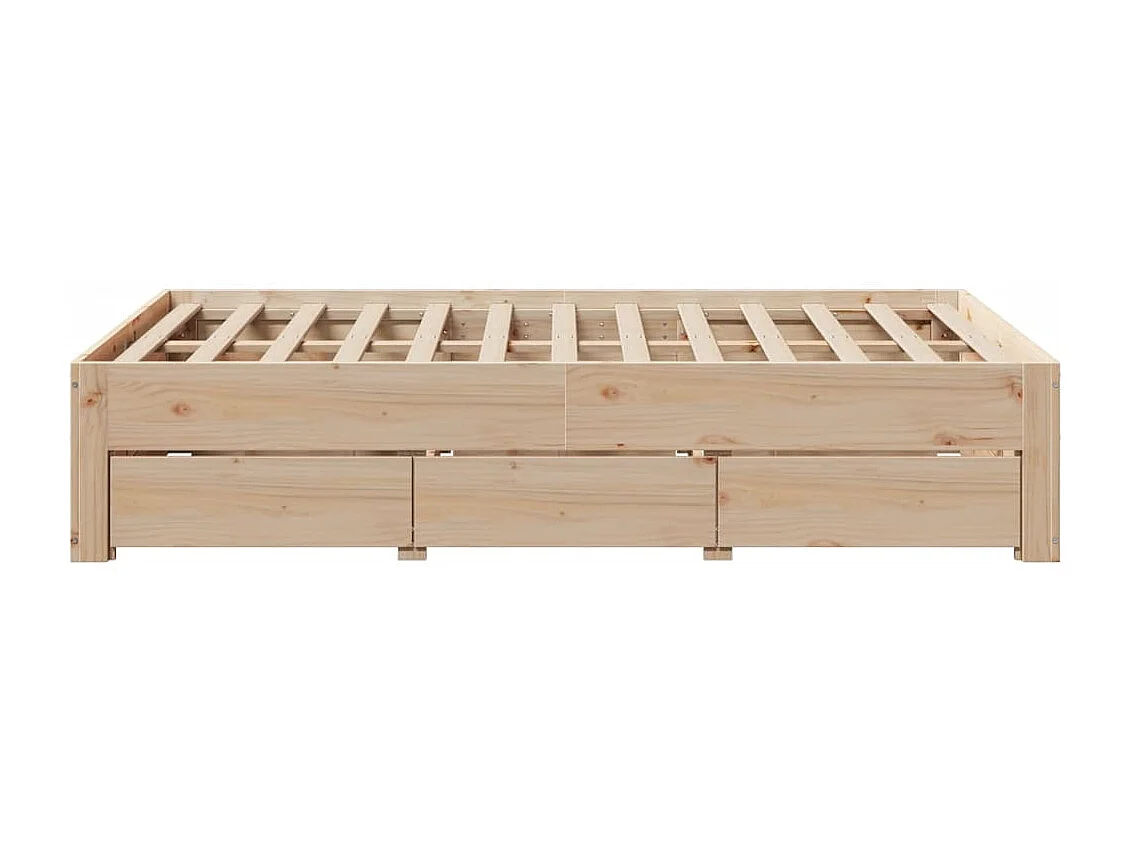 Cadre de lit sans matelas avec tiroirs 120x200 cm bois pin