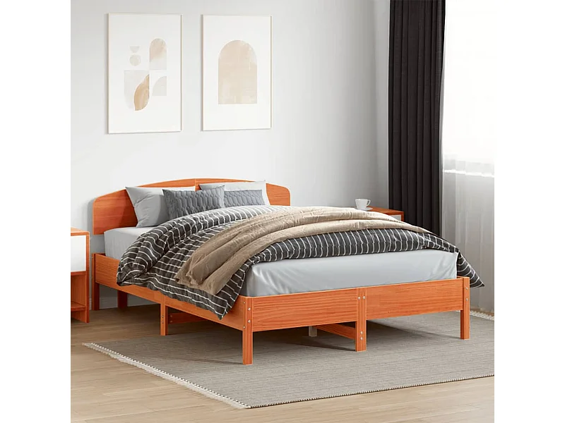 Cadre de lit sans matelas cire marron 160x200cm bois pin massif