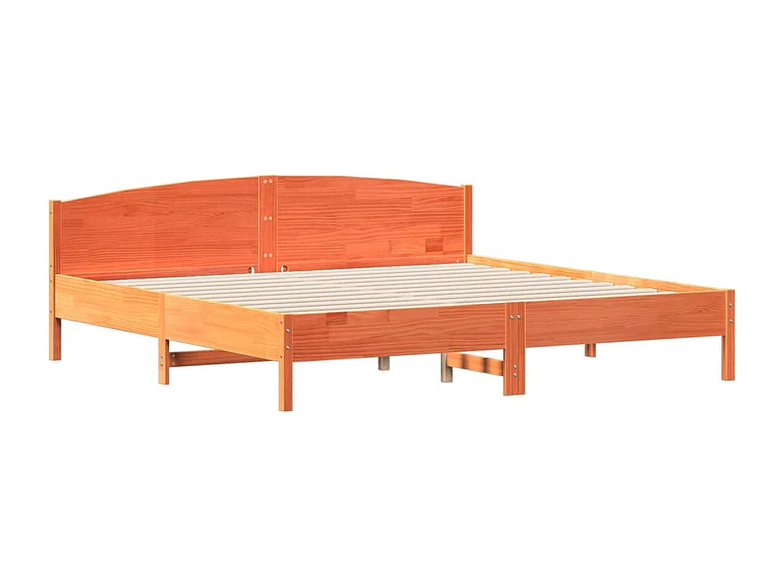 Cadre de lit sans matelas cire marron 180x200cm bois pin massif
