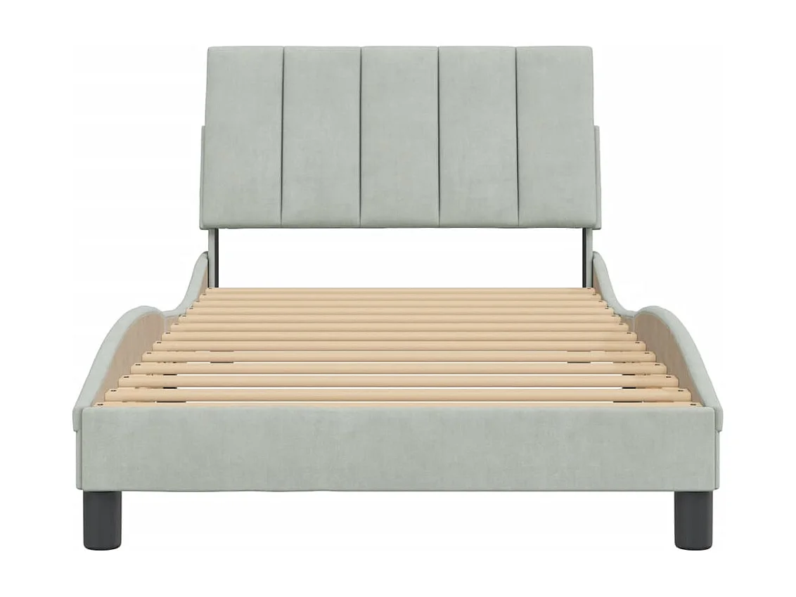 Cadre de lit sans matelas gris clair 100x200 cm velours