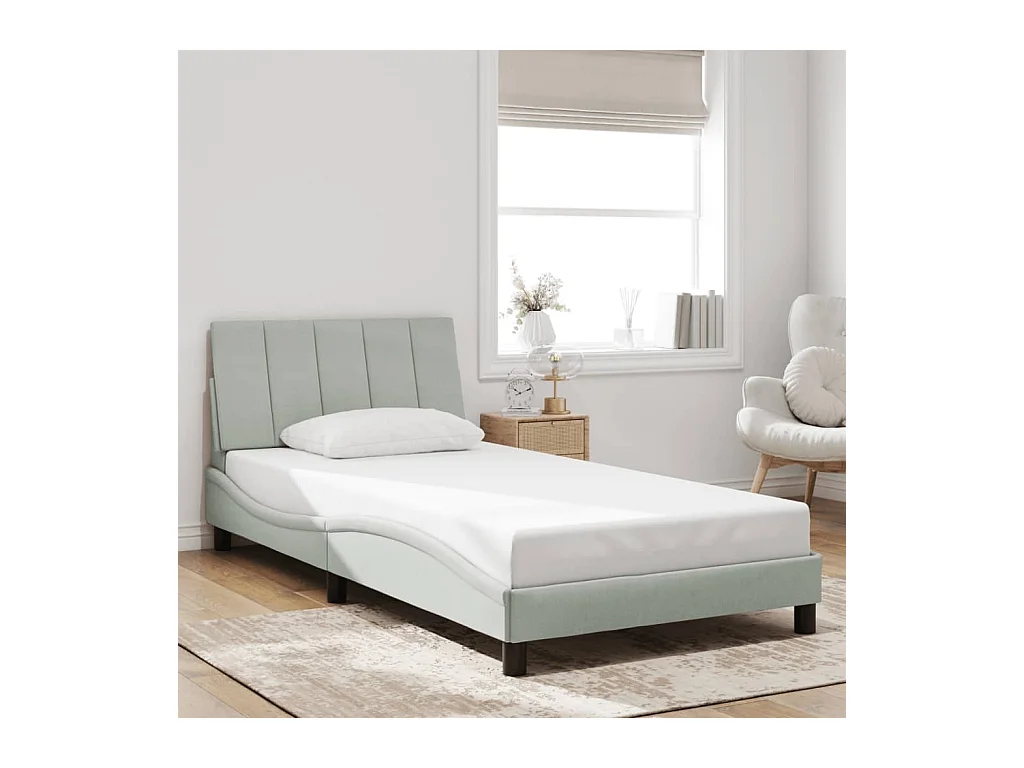 Cadre de lit sans matelas gris clair 100x200 cm velours