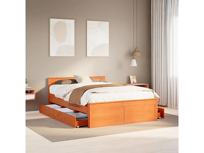 Giroletto senza Materasso con Testata Marrone Cera 140x190 Pino