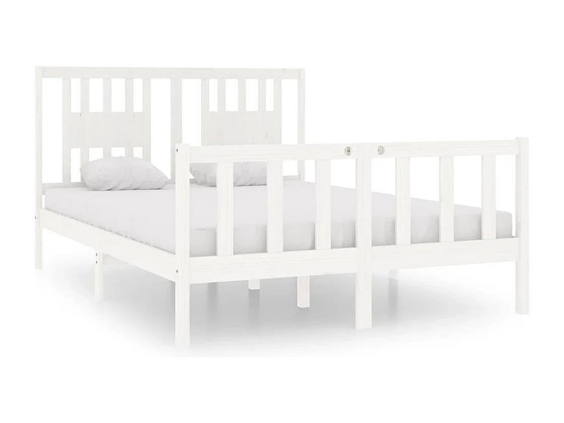 Cadre de lit sans matelas blanc 135x190 cm bois massif