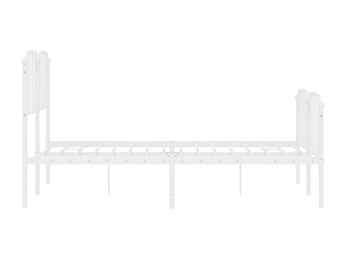 Cadre de lit métal sans matelas et pied de lit blanc 140x200 cm