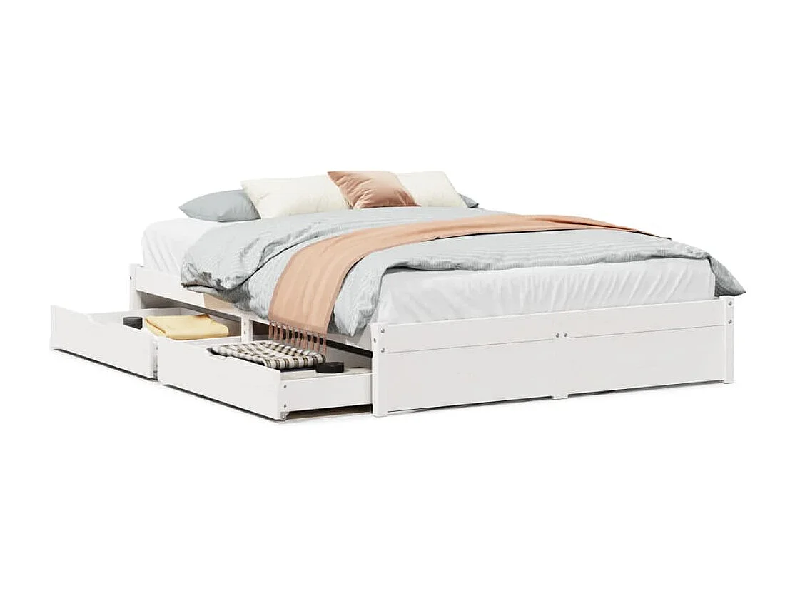 Letto senza Materasso Bianco 120x200 cm Legno Massello di Pino