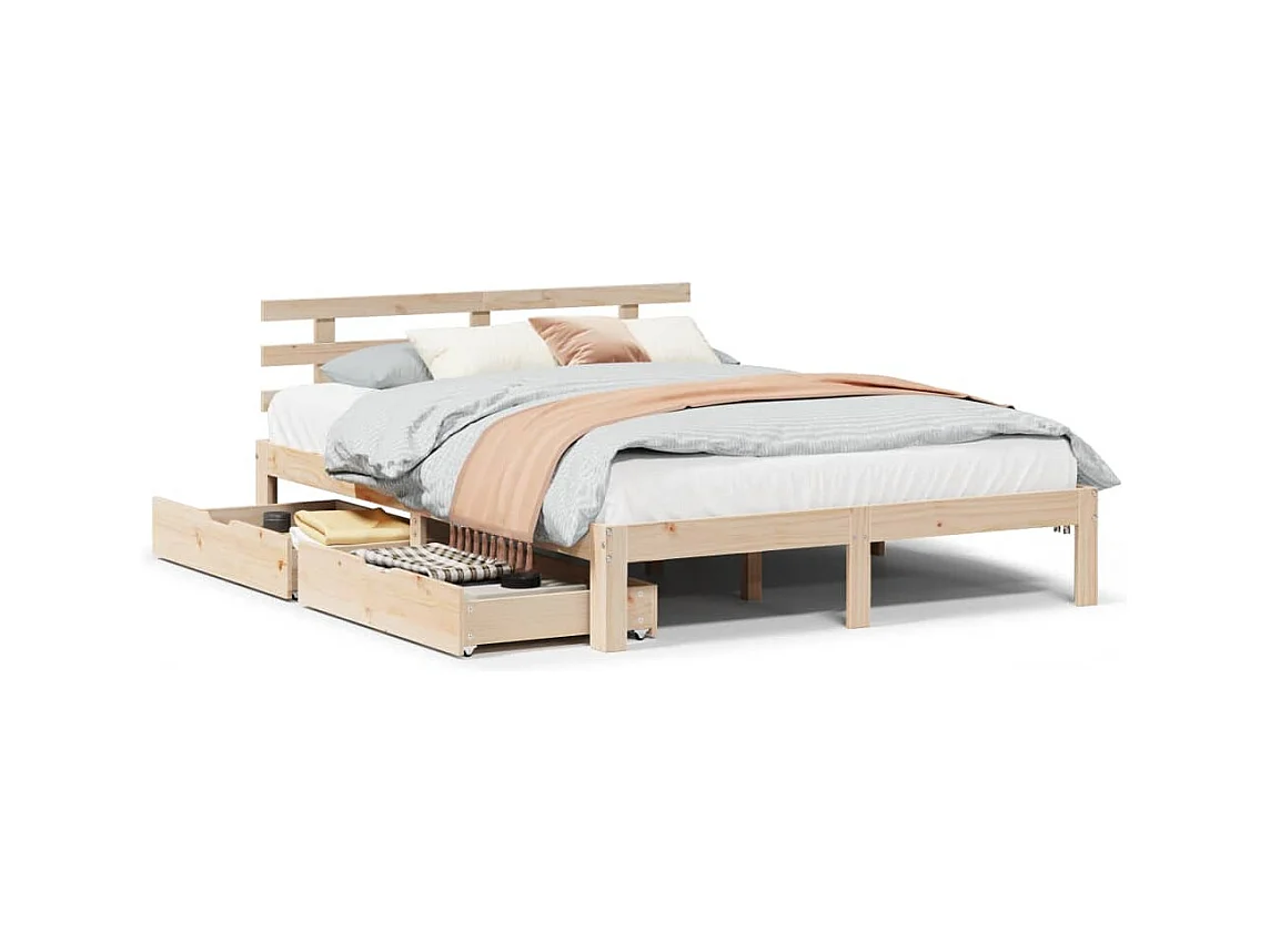 Bedframe met lades massief grenenhout 140x190 cm