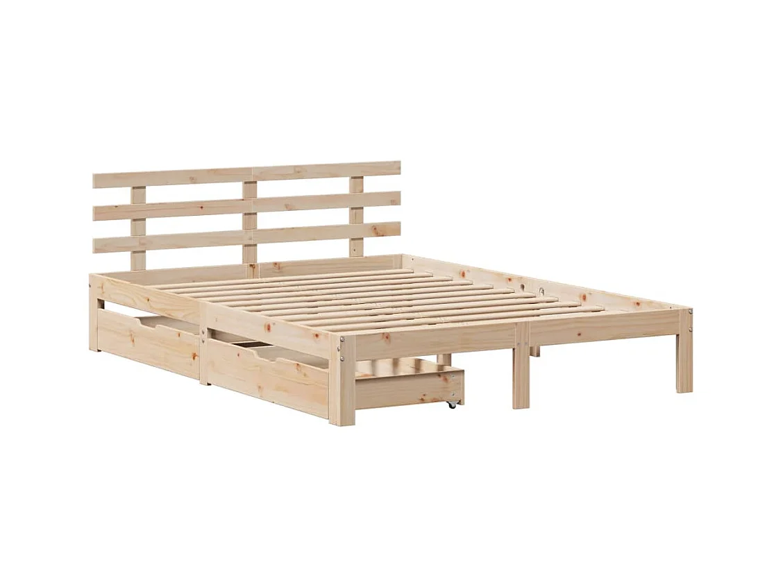 Bedframe met lades massief grenenhout 140x190 cm