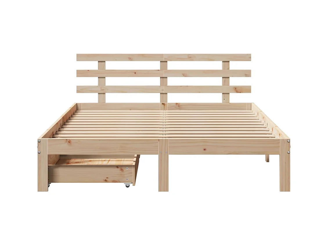 Bedframe met lades massief grenenhout 140x190 cm