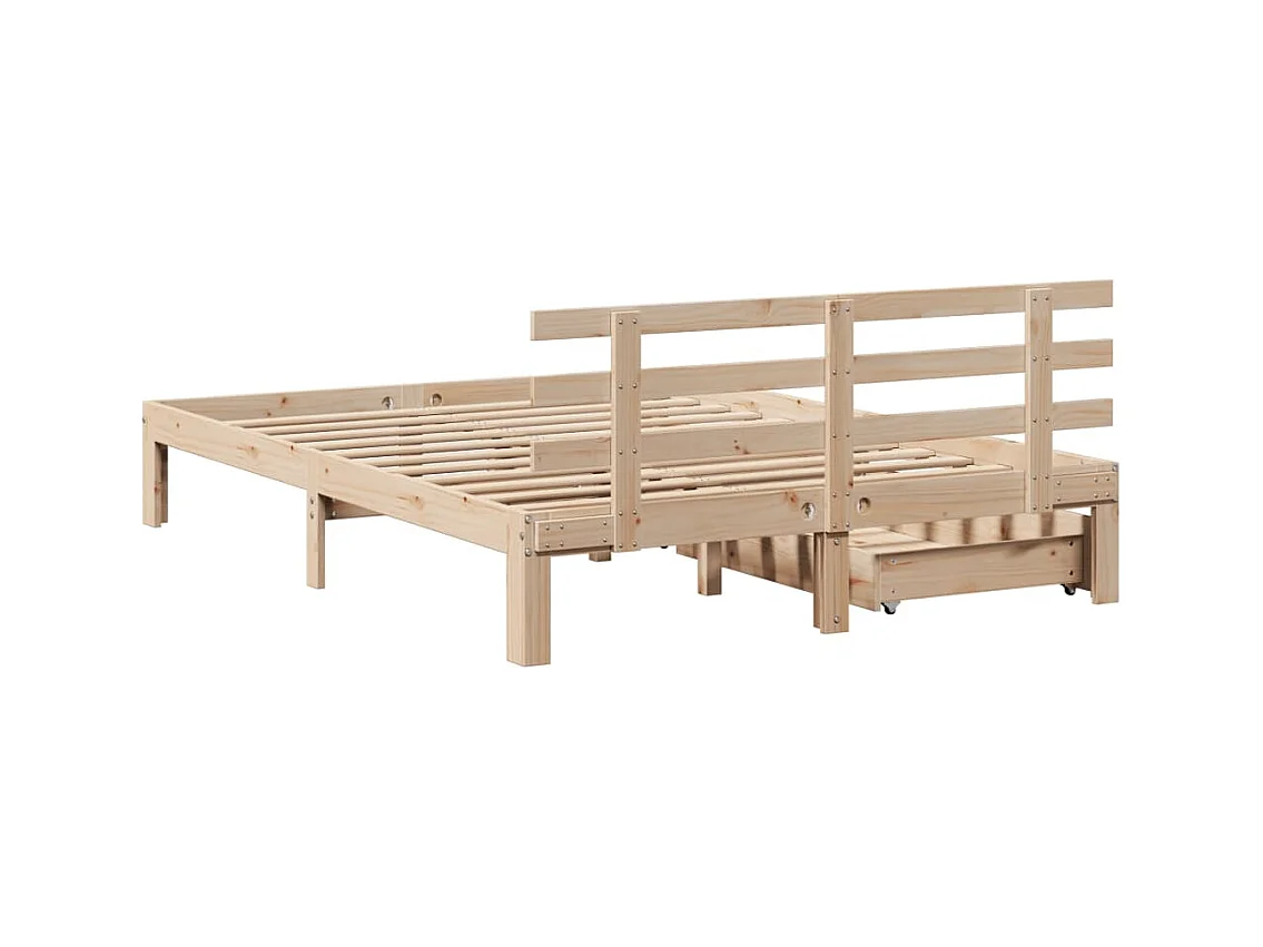 Bedframe met lades massief grenenhout 140x190 cm