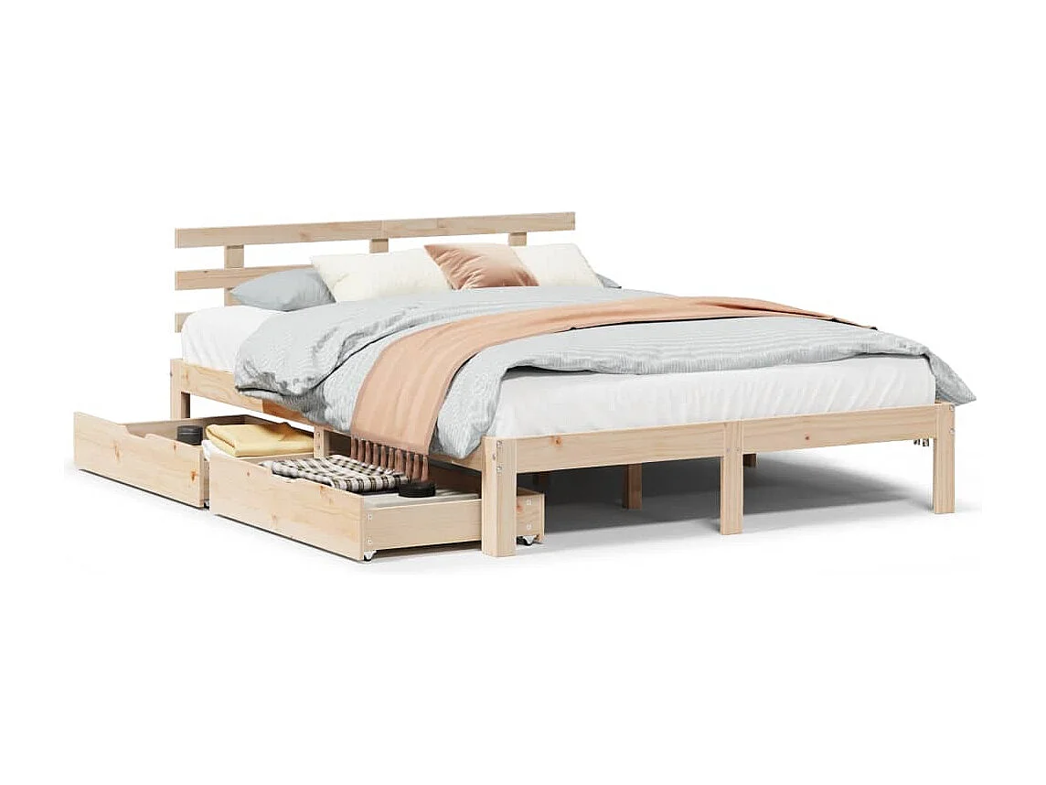 Cadre de lit avec tiroirs sans matelas 140x190 cm