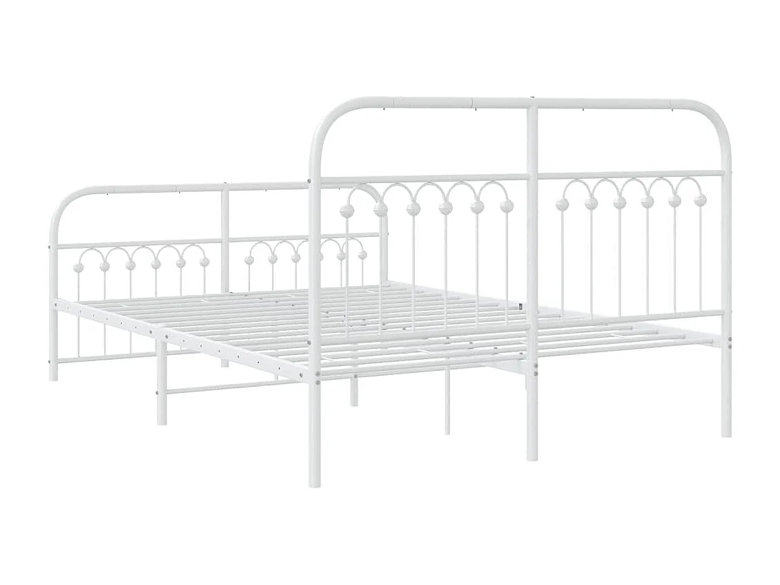 Cadre de lit métal sans matelas et pied de lit blanc 140x190 cm