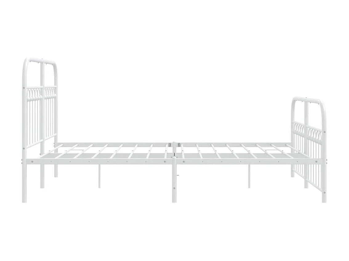 Cadre de lit métal sans matelas et pied de lit blanc 140x190 cm