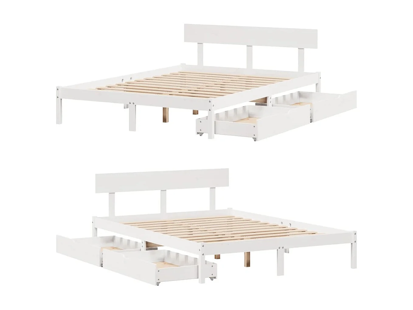 Estructura de cama sin colchón madera maciza de pino 160x200 cm