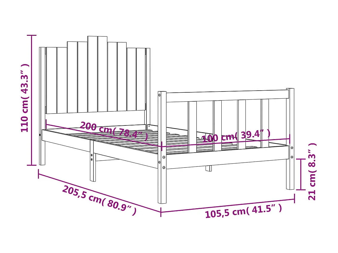 Bedframe met hoofd- en voeteneinde metaal wit 120x200 cm