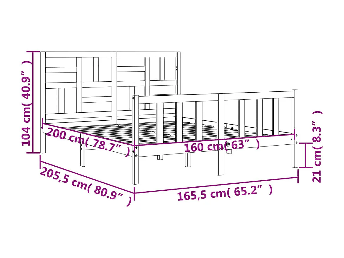 Letto senza Materasso Marrone Cera 90x190 cm in Legno di Pino