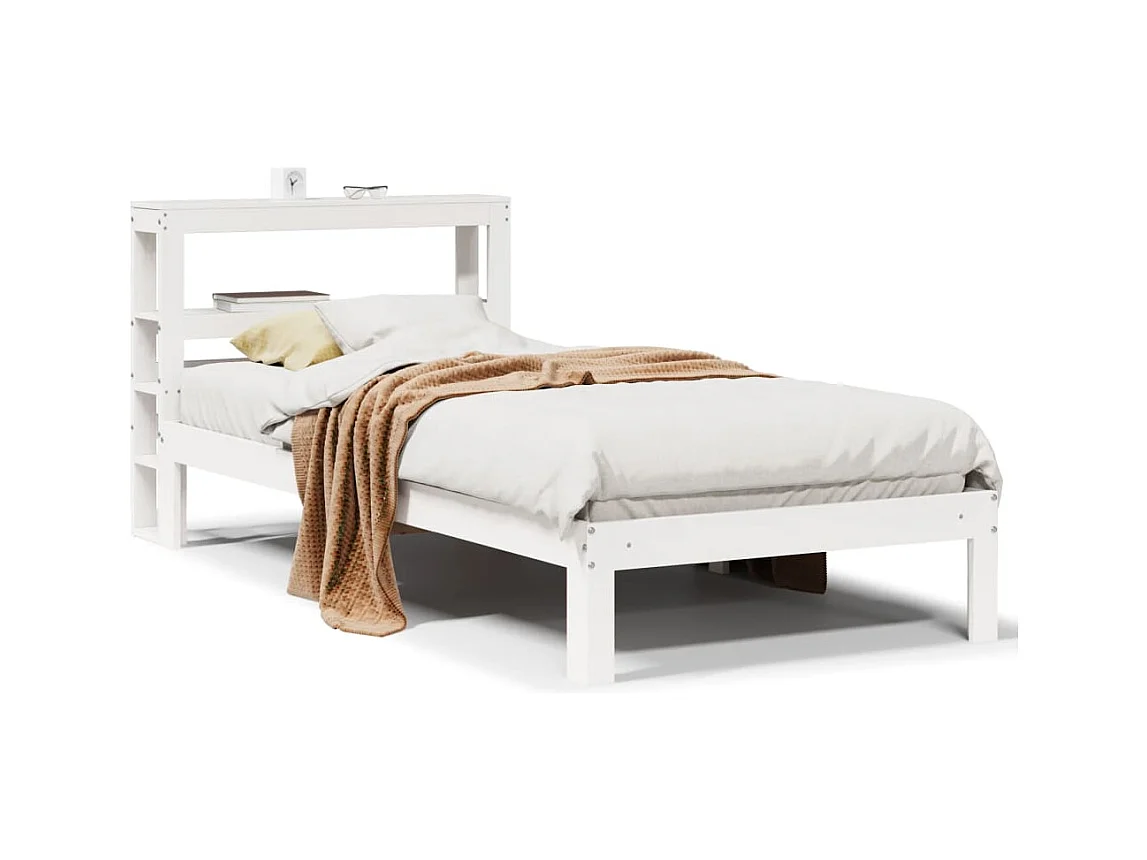 Cadre de lit avec tête de lit sans matelas blanc 90x200 cm