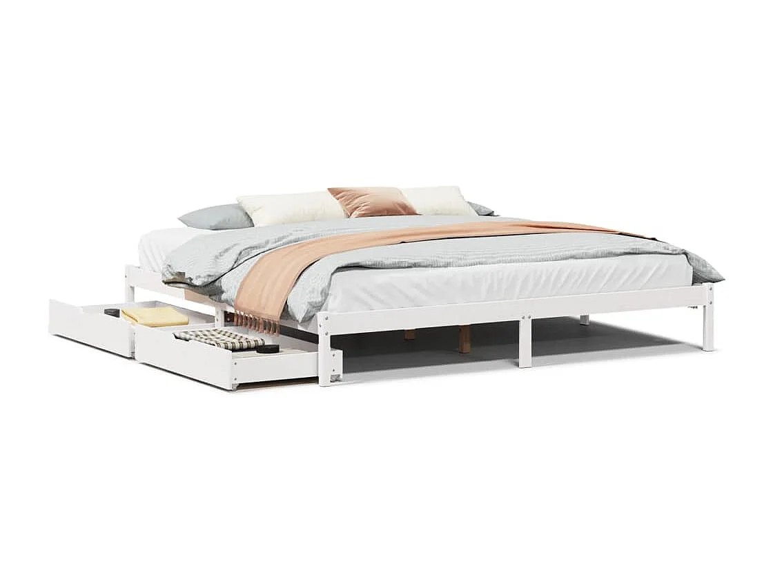 Cadre de lit sans matelas blanc 180x200 cm bois massif de pin