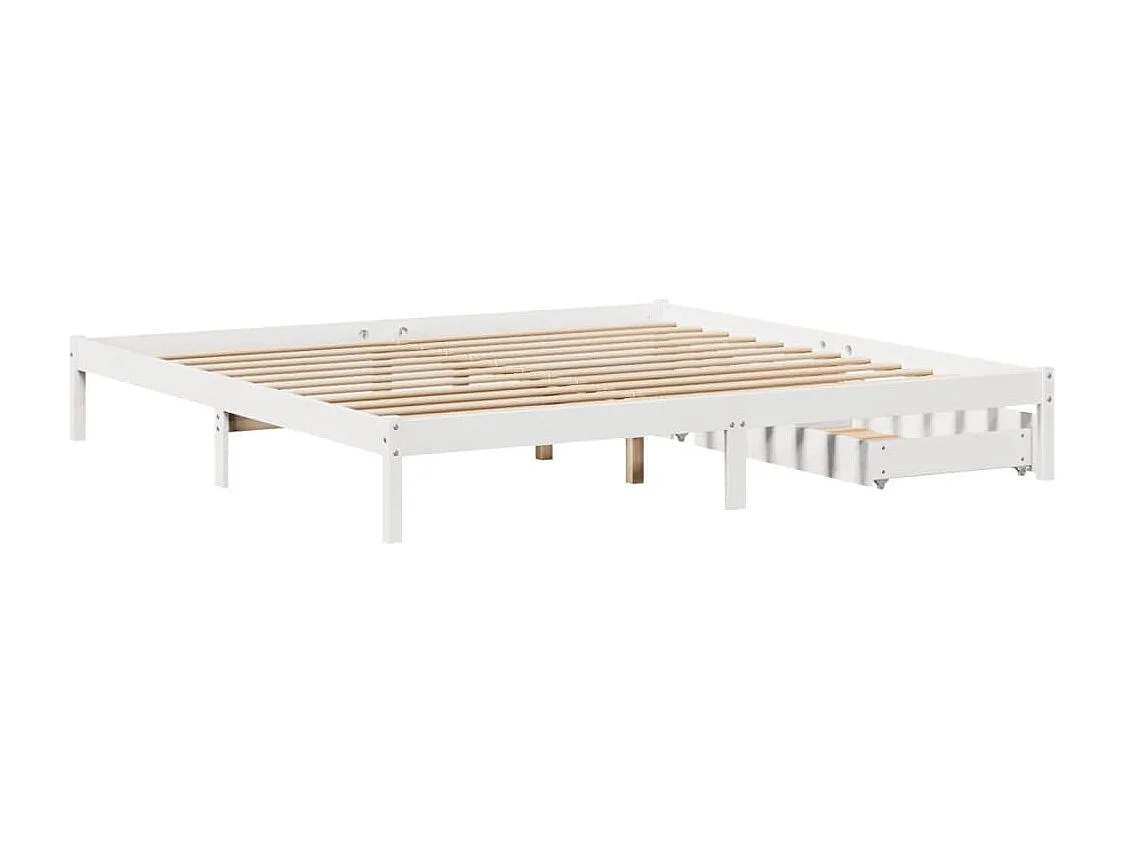 Cadre de lit sans matelas blanc 180x200 cm bois massif de pin