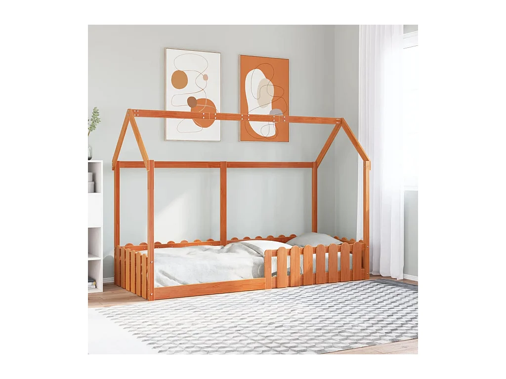 Cadre de lit d'enfants forme de maison sans matelas 80x200 cm