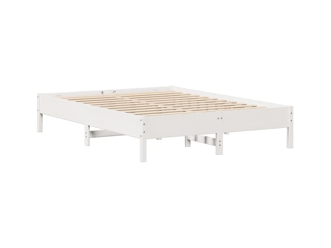 Bedframe zonder matras massief grenenhout wit 160x200 cm