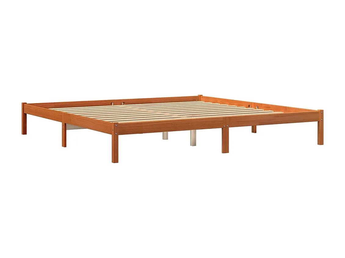 Cadre de lit sans matelas cire marron 180x200cm bois pin massif