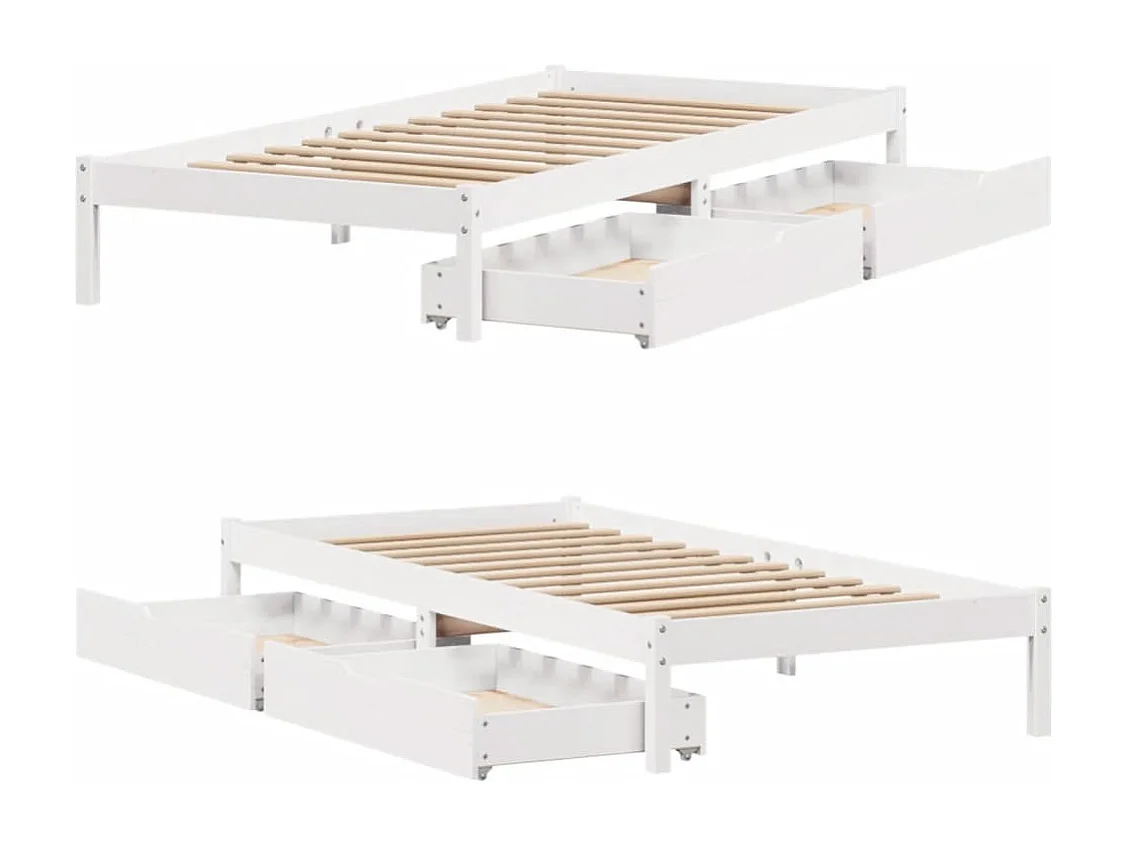 Cadre de lit sans matelas blanc 90x200 cm bois de pin massif