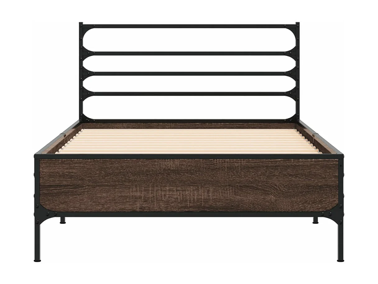 Estrutura de cama derivados de madeira/metal carvalho castanho