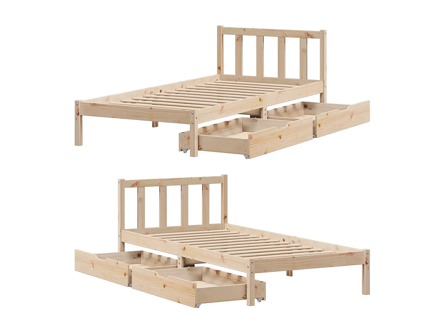 Giroletto senza Materasso 100x200 cm in Legno Massello di Pino