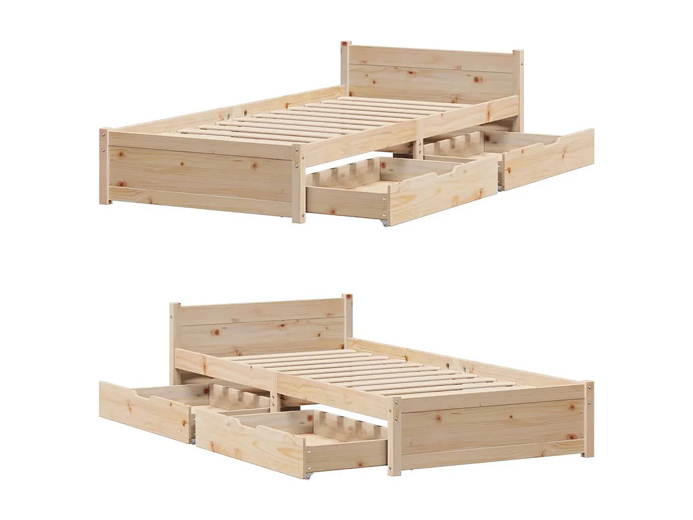 Letto senza Materasso 90x200 cm in Legno Massello di Pino