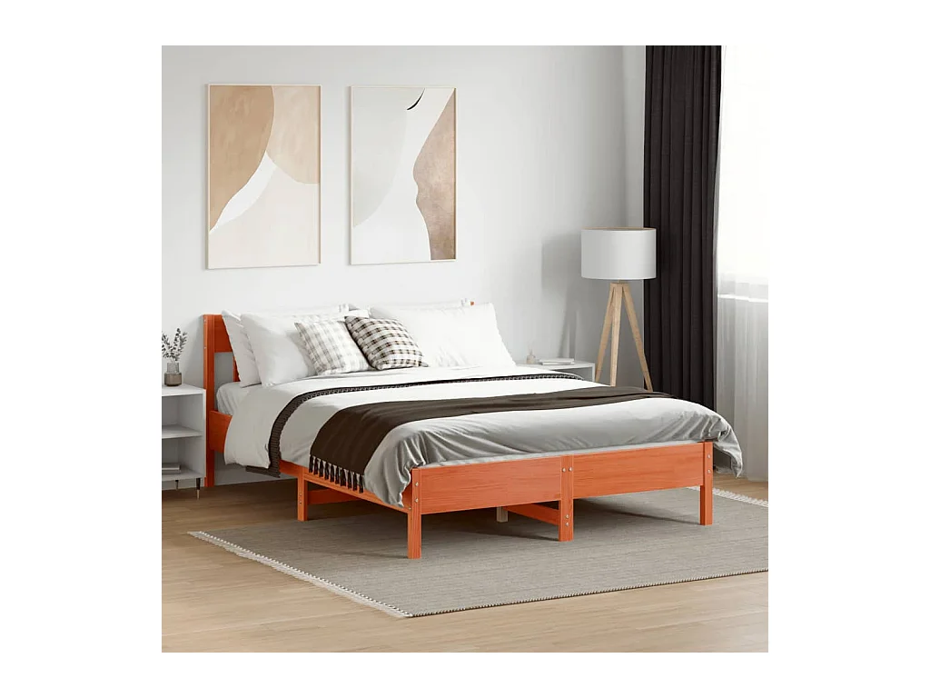 Giroletto senza Materasso Marrone Cera 160x200 cm Legno di Pino