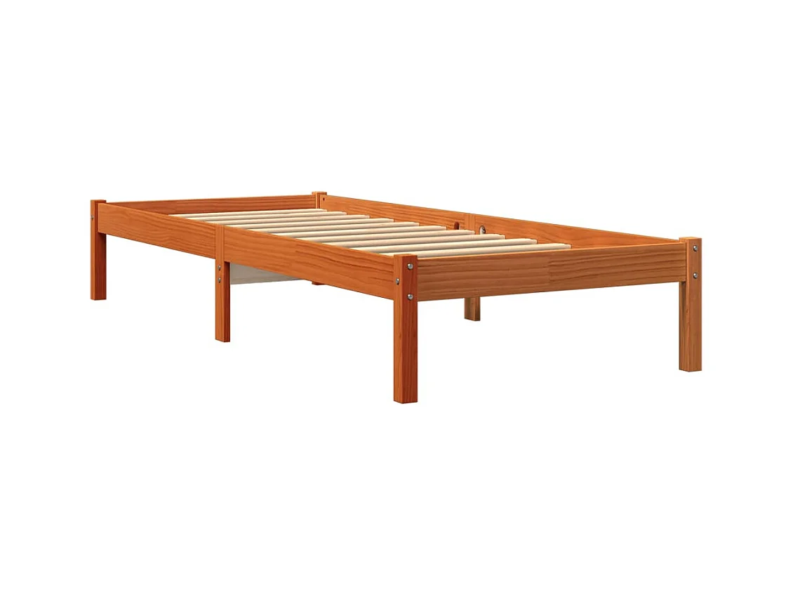 Cadre de lit sans matelas cire marron 100x200cm bois pin massif