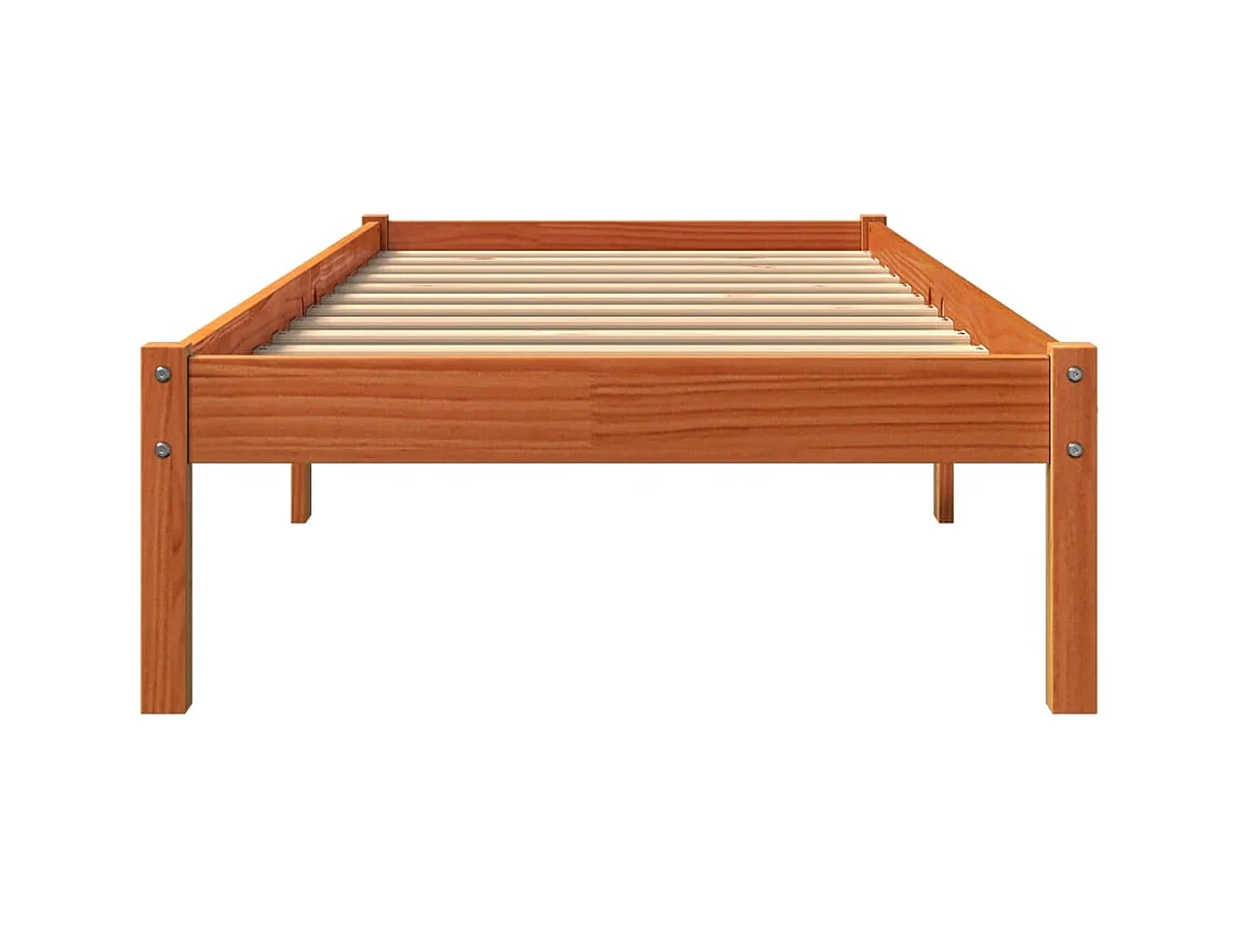 Cadre de lit sans matelas cire marron 100x200cm bois pin massif