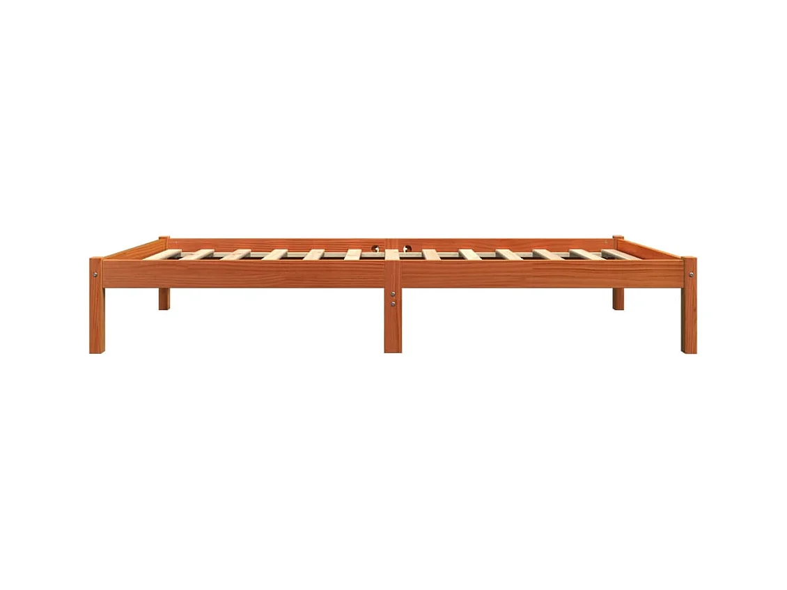 Cadre de lit sans matelas cire marron 100x200cm bois pin massif