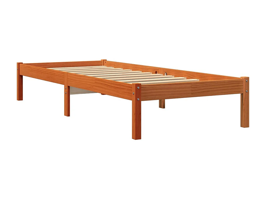 Bedframe zonder matras massief grenenhout wasbruin 100x200 cm