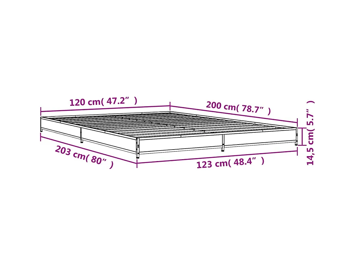 Cadre de lit sans matelas chêne sonoma 120x200 cm