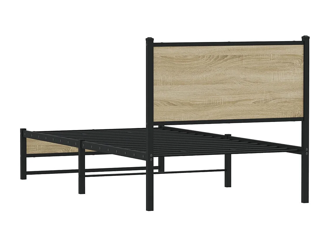 Cadre de lit en métal sans matelas chêne sonoma 90x190 cm