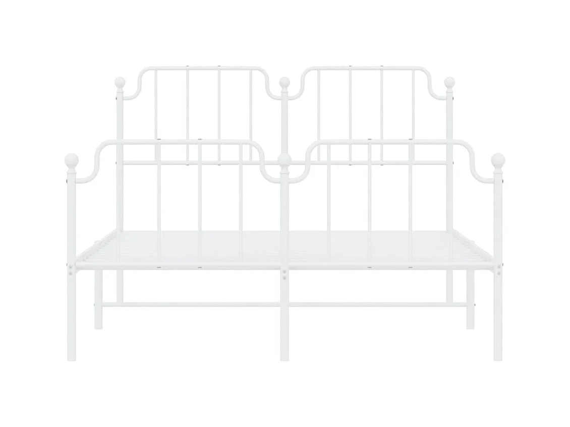 Cadre de lit métal sans matelas et pied de lit blanc 140x190 cm