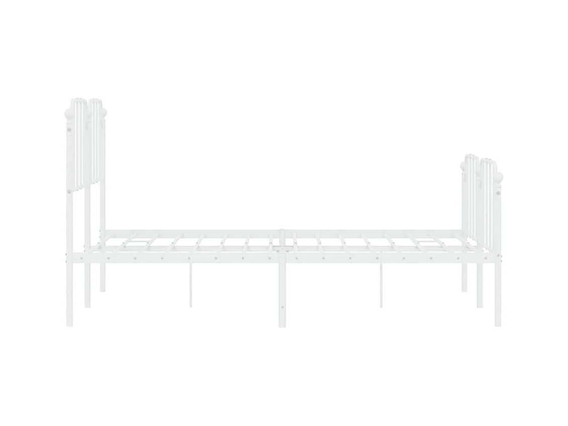 Cadre de lit métal sans matelas et pied de lit blanc 140x190 cm