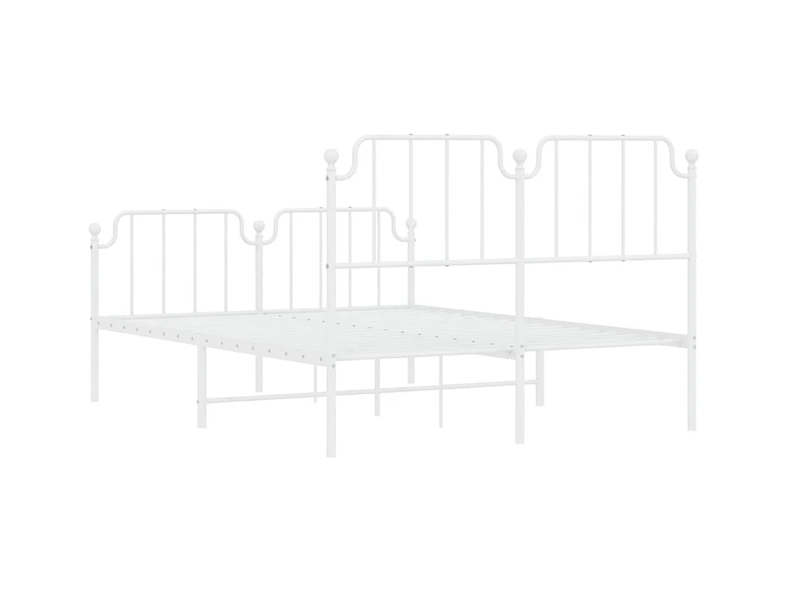Cadre de lit métal sans matelas et pied de lit blanc 140x190 cm