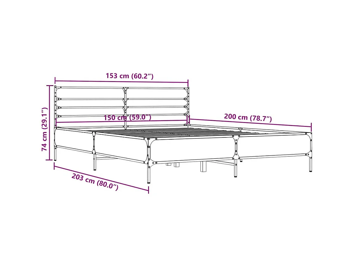 Cadre de lit sans matelas chêne marron 150x200 cm