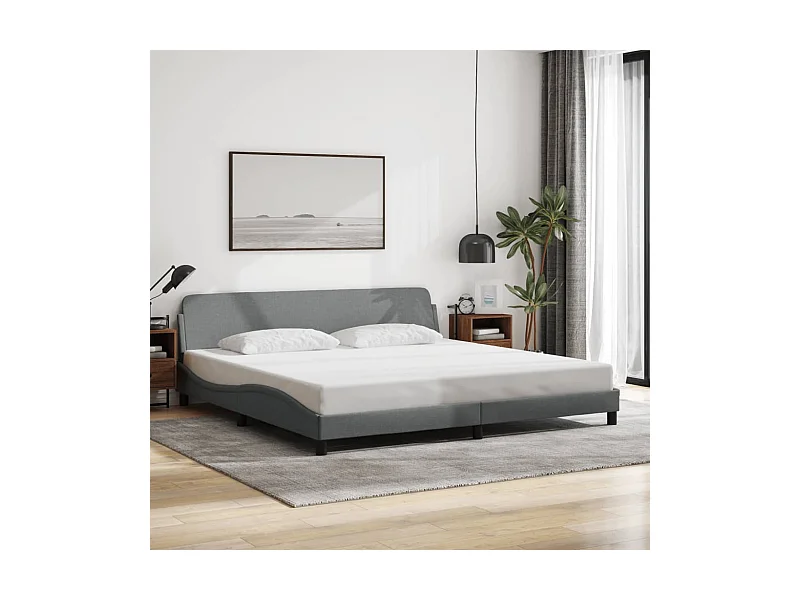 Cadre de lit sans matelas gris clair 200x200 cm tissu