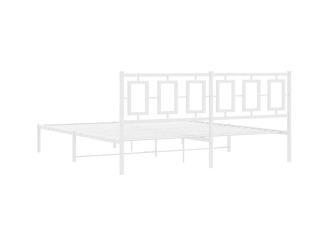Cadre de lit métal sans matelas et tête de lit blanc 180x200 cm