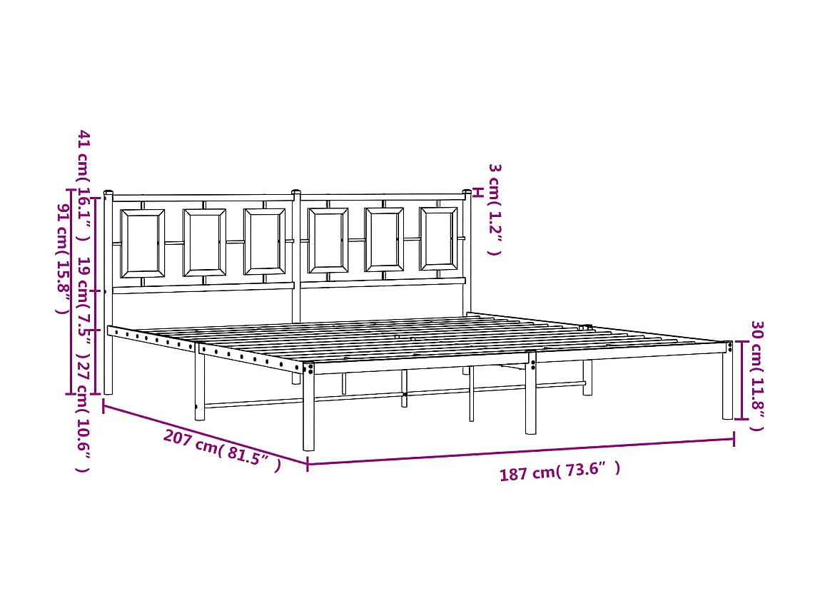 Estrutura de cama com cabeceira 180x200 cm metal branco