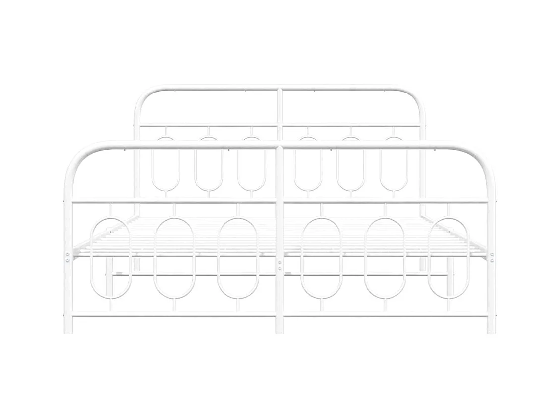 Cadre de lit métal sans matelas et pied de lit blanc 140x190 cm