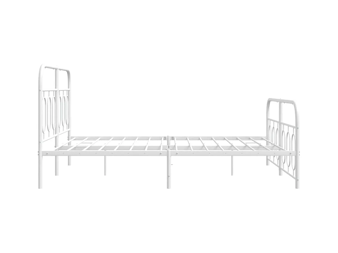 Cadre de lit métal sans matelas et pied de lit blanc 140x190 cm