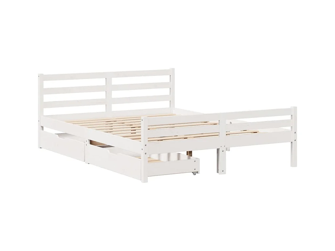 Bedframe zonder matras massief grenenhout wit 140x200 cm