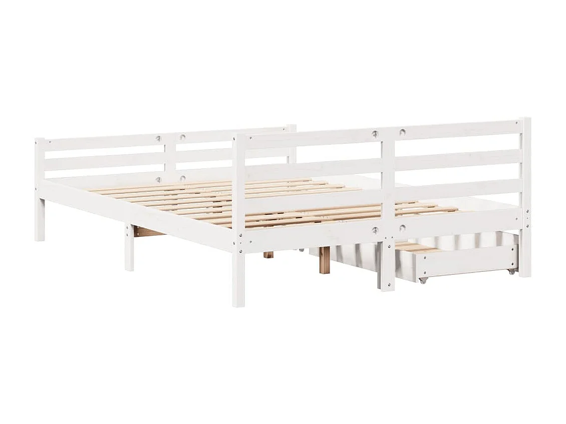 Cadre de lit sans matelas blanc 140x200 cm bois de pin massif