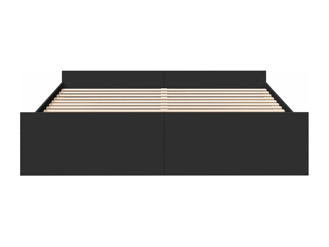 Estrutura de cama c/ gavetas 200x200 cm derivados madeira preto