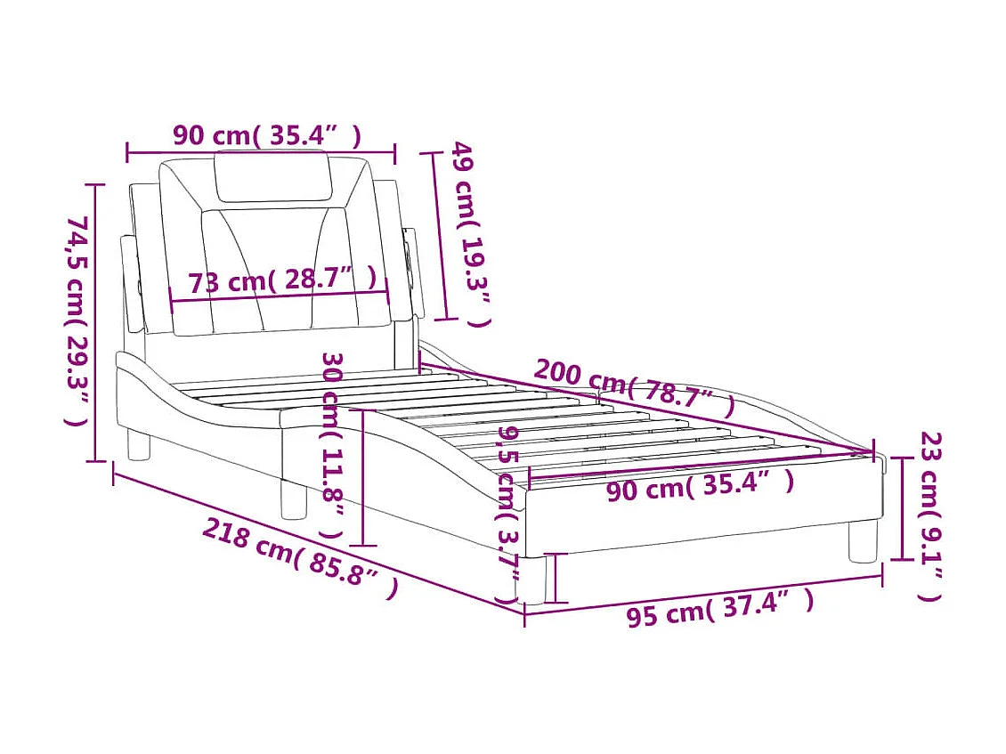Cadre de lit sans matelas cappuccino 90x200 cm similicuir